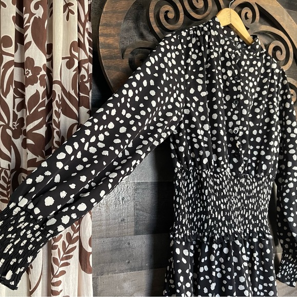 Polka Dot Dress L Boho Whimsy Goth Party Going Out Mini Classy Elegance - Picture 15 of 16